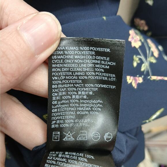 H&M Floral Print Double Breasted Blazer Jacket Long Sleeve Academia Blue Size 6 - Picture 6 of 6